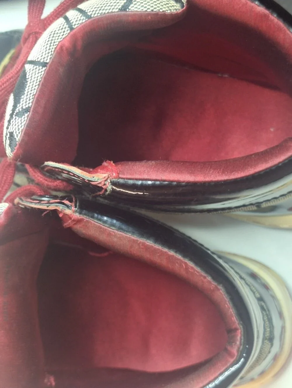 Coach Norra Black Gray Red Leather Canvas High Top Sneakers Women's Size 7 M